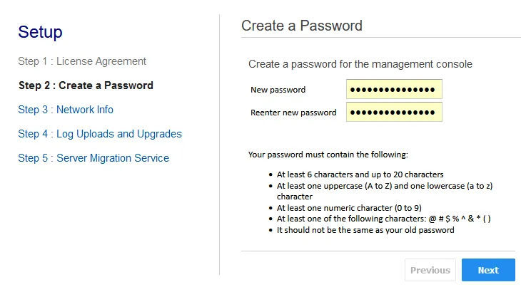 Creating a password for AWS connector management