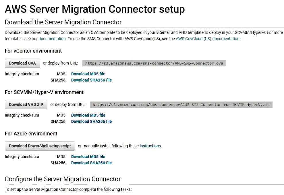 Downloading the AWS Connector image for VM migration to AWS