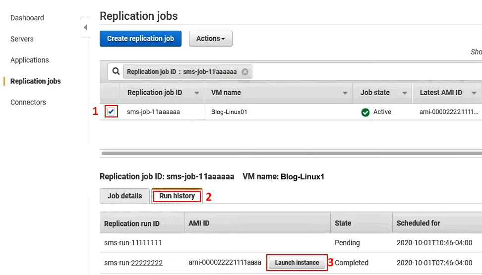 Launching an EC2 instance when VMware replication to AWS is finished