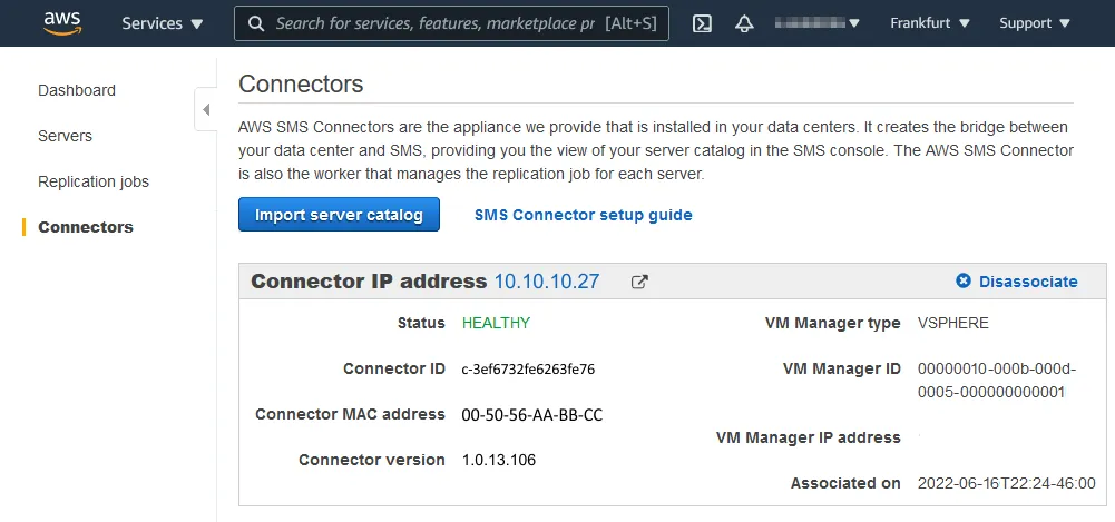 Migrate VMware VM to AWS EC2 after you import a server catalog