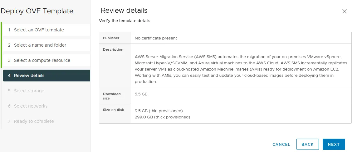 Reviewing the AWS Connector template details
