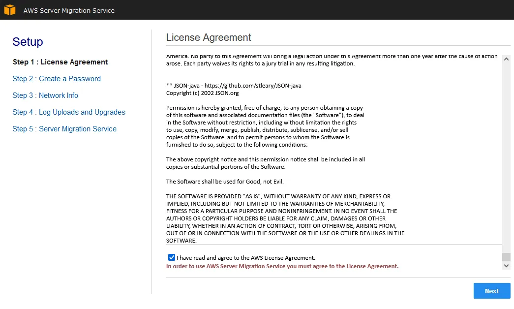 The AWS license agreement