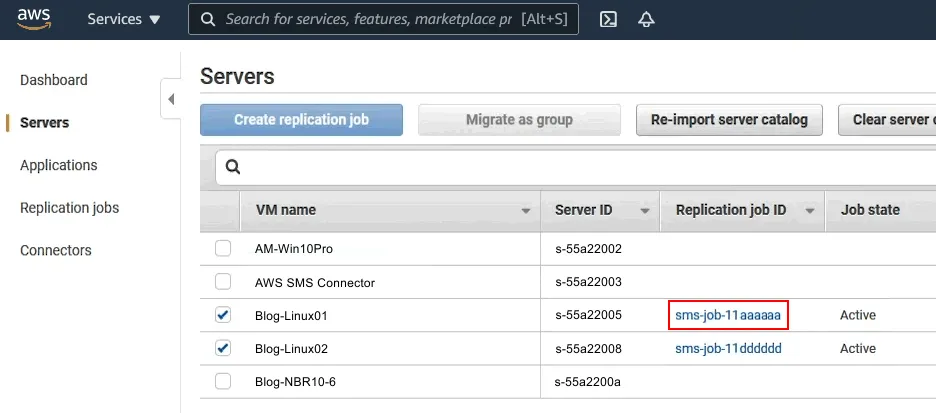 VMware replication to AWS is running