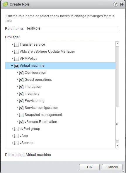 Create Role Assigning most of the Virtual machine privileges to role