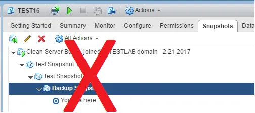 VMware best practices – don’t use VM snapshots as backups