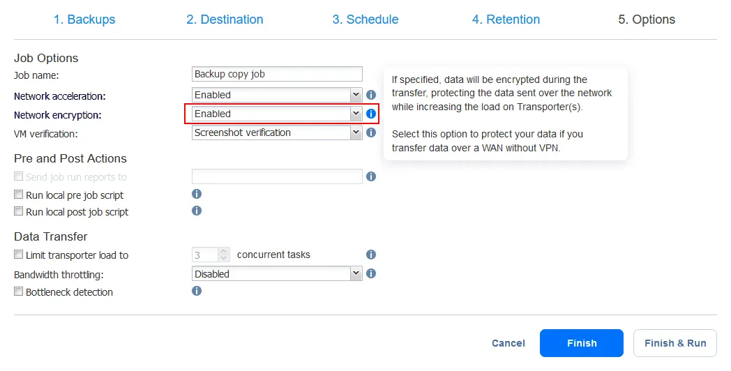 Using encryption to transfer backed up data to a backup repository