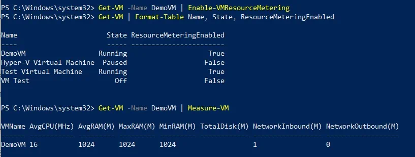 Resource metering in Hyper-V 2012 R2