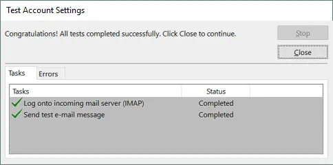 Checking Office 365 SMTP settings and IMAP settings to send and receive emails