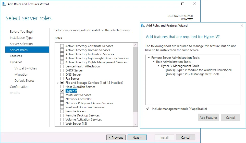 How to install Hyper-V server role