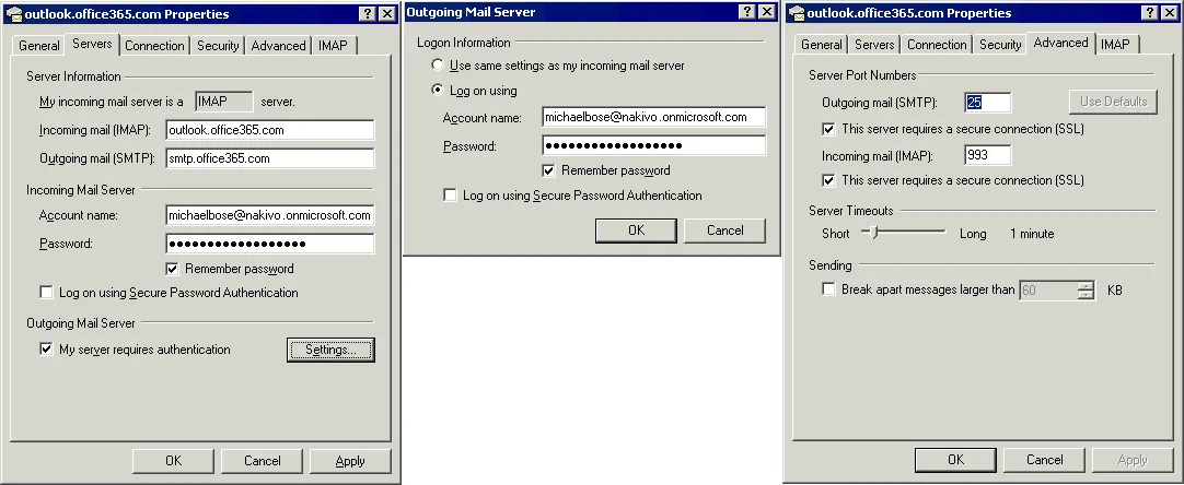 Office 365 SMTP settings – configuring authentication, encryption and ports for the account