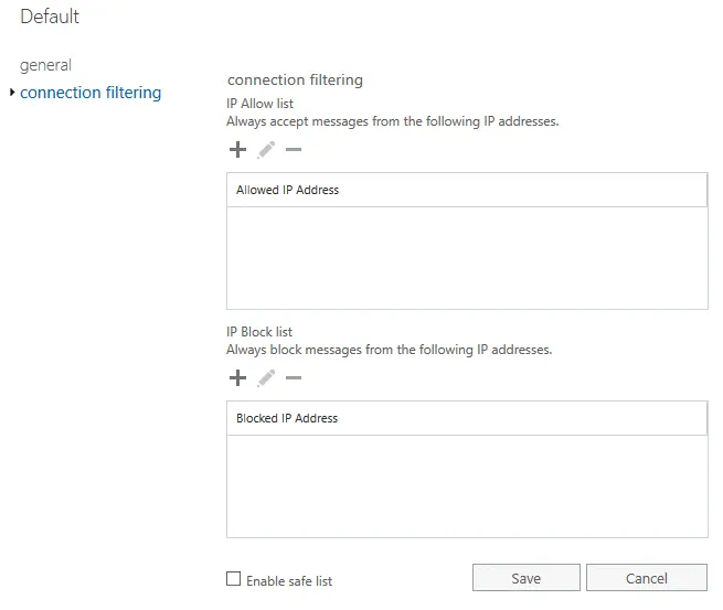 Connection filtering for Exchange Online Protection