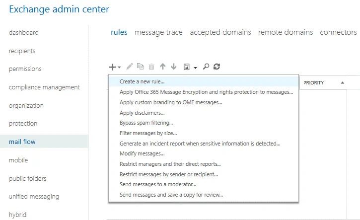 Mail flow options for Exchange Online Protection Office 365