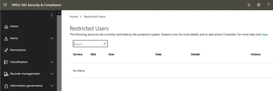 The Action Center of Exchange Online Protection