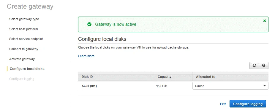 Gateway storage is now active