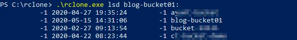 Listing S3 buckets with rclone