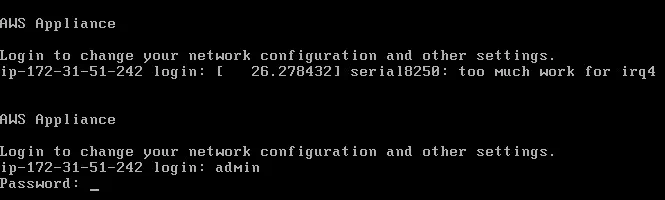 Login to the Amazon Storage Gateway virtual appliance