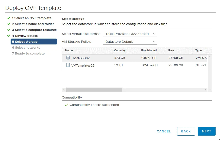Selecting storage to deploy Amazon Storage Gateway on an ESXi host