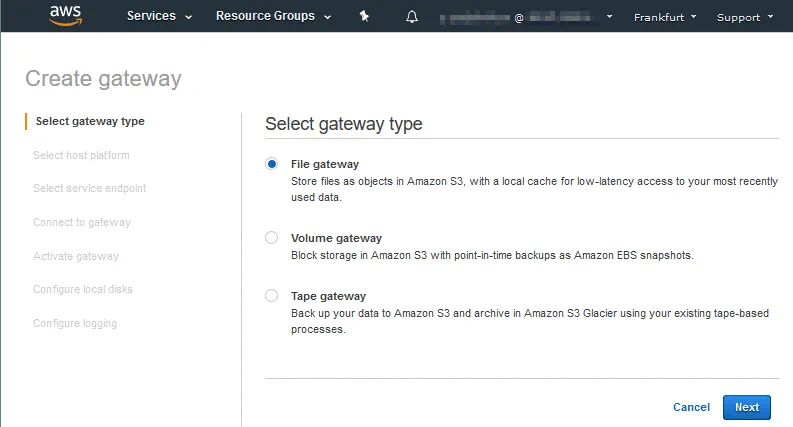 The types of Amazon Storage Gateway