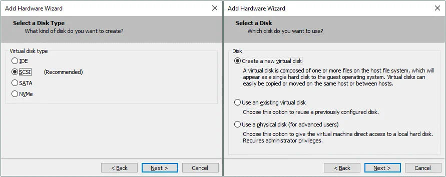 Configuring-options-for-a-second-virtual-disk