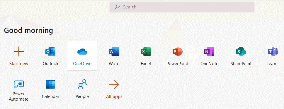 Selecting-OneDrive-in-the-web-interface-of-Microsoft-Office-365