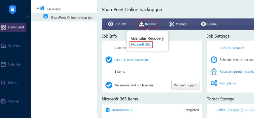 recover onedrive for business backups