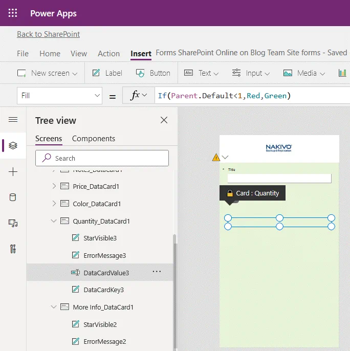 Configuring colors from a field of a SharePoint form