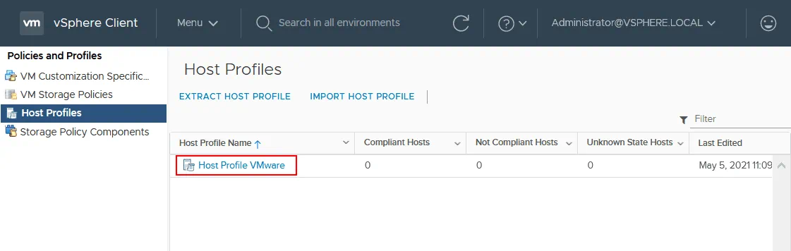 A new host profile is created