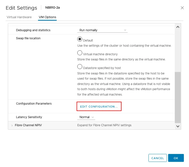 Edición de las opciones de VM para la conexión de la tarjeta inteligente USB de VM