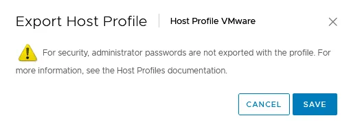 Exporting a host profile to an VPF file