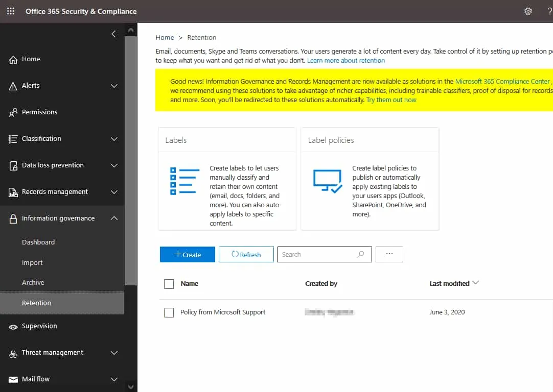 Retention-policies-in-the-Security-and-Compliance-admin-center