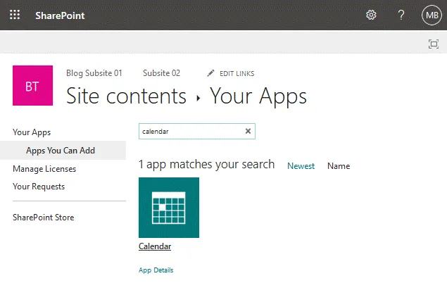 How to create SharePoint calendar – adding a calendar app