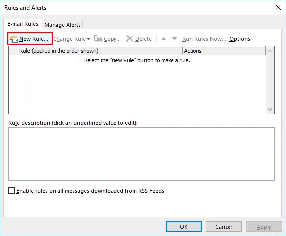Forwarding email to another account – creating a new rule in Outlook