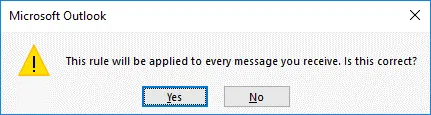 The Office 365 email forwarding rule is applied to every received message