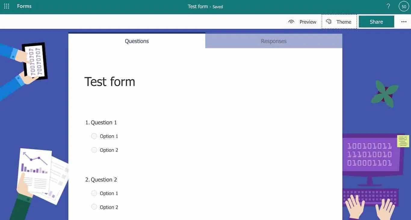 Microsoft Forms interface