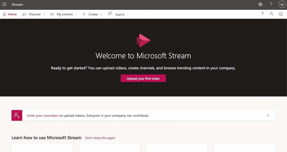 Microsoft Stream interface
