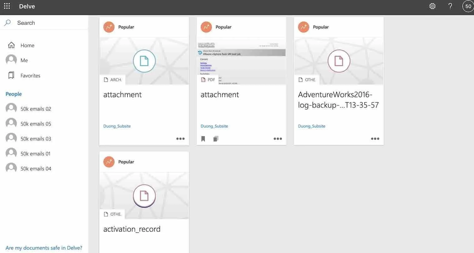 Office Delve interface