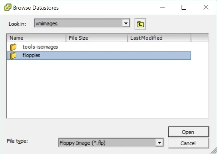 Browse Datastores window