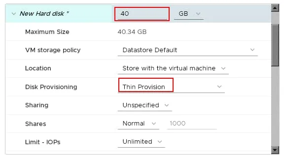 Configuring virtual hardware for a new ESXi VM