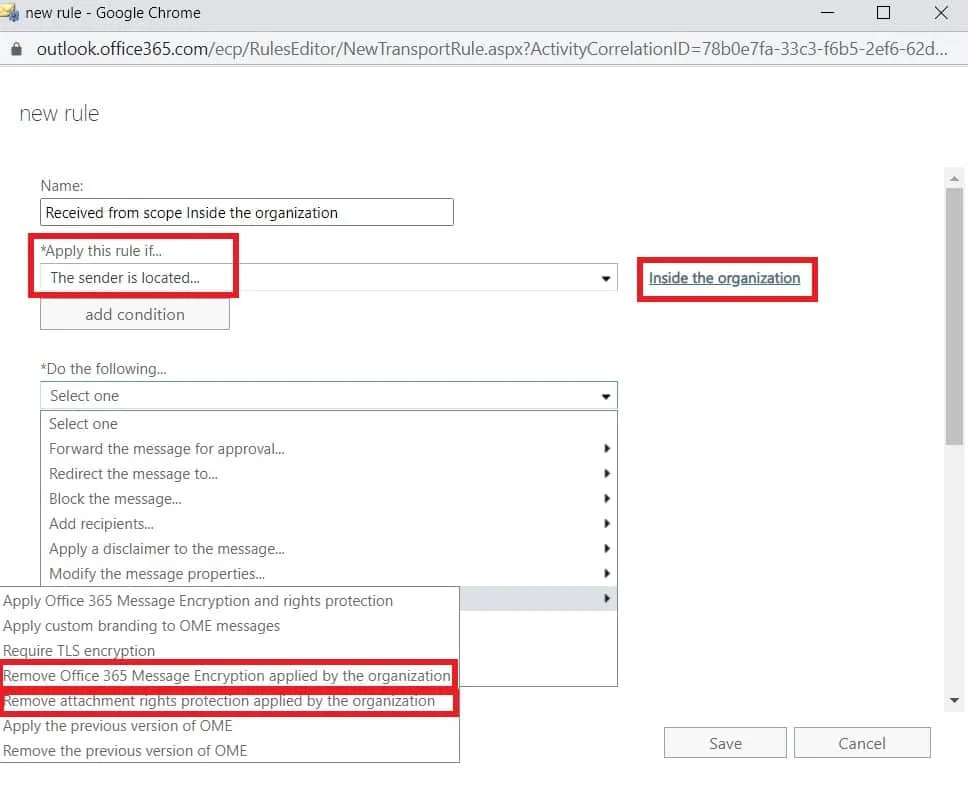 remove ome encryption from message and attachments
