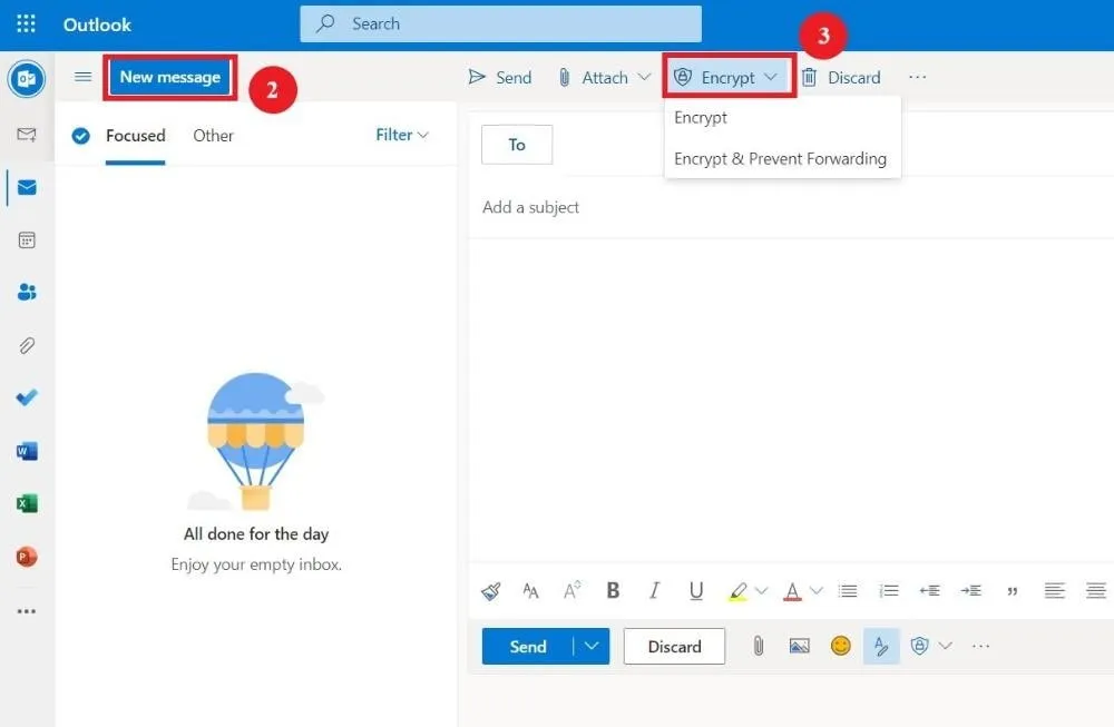encrypt email in outlook web