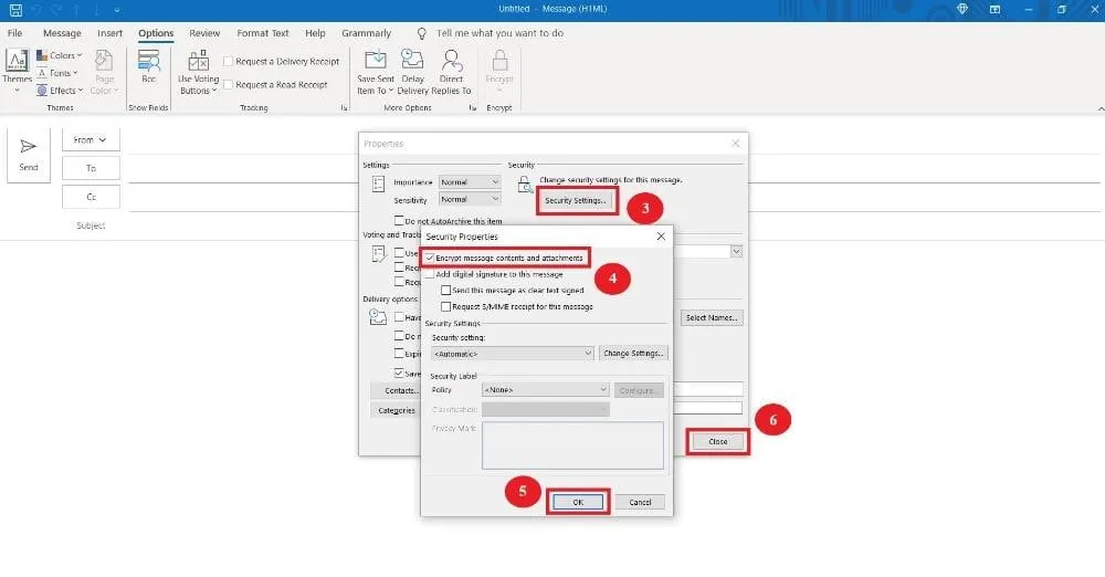 encrypt 1 message in outlook 2016 and 2019