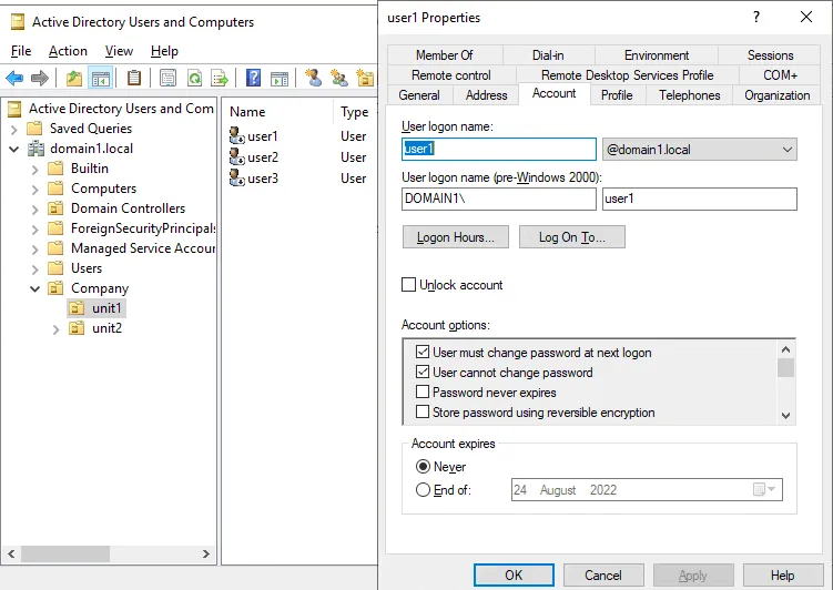 AD recovery has finished – checking the data of the recovered users