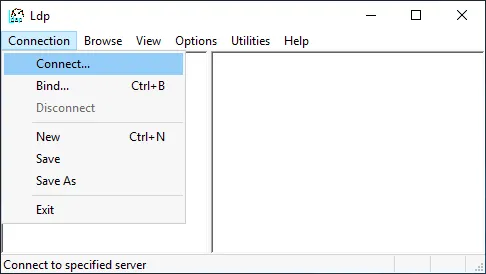 Connecting to a server in the Ldp.exe utility