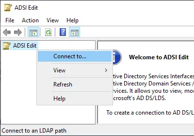 Connecting to an Active Directory domain controller in ADSI Edit