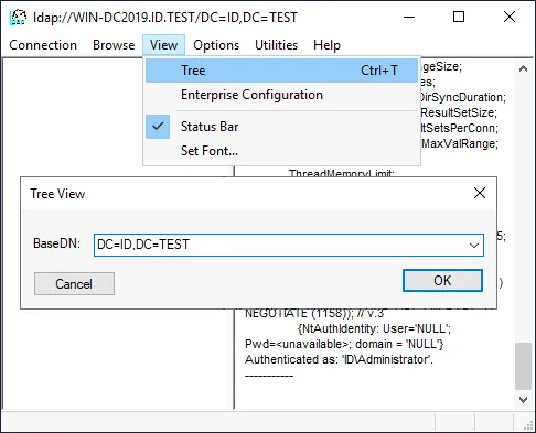 Entering a baseDN when using Ldp.exe