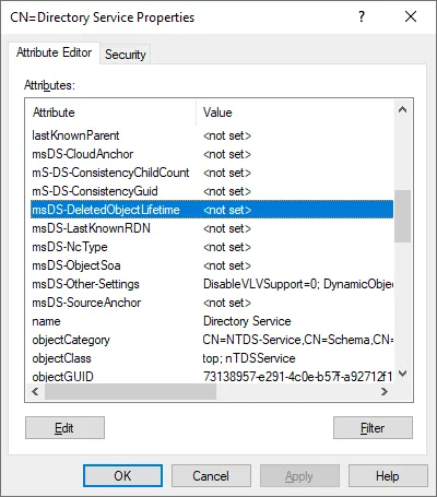 How to change the Deleted Object lifetime