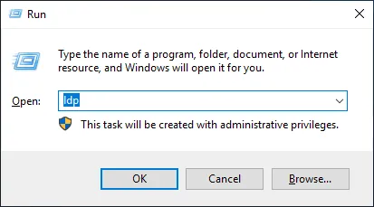 Running the Ldp tool for restoring AD objects after deleting