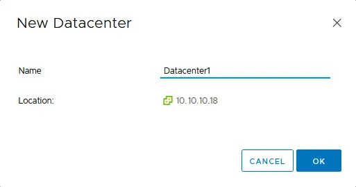 Creating a datacenter in vCenter