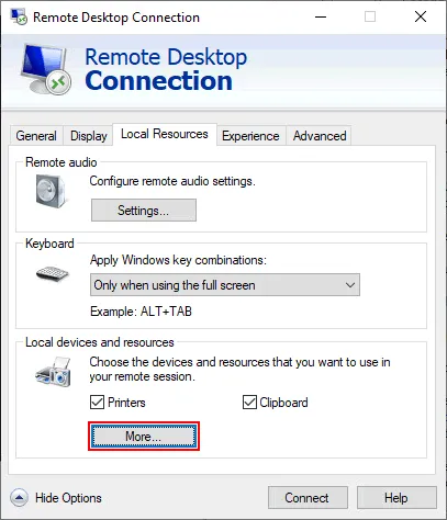 How to attach local disks and copy files to Hyper v server via RDP