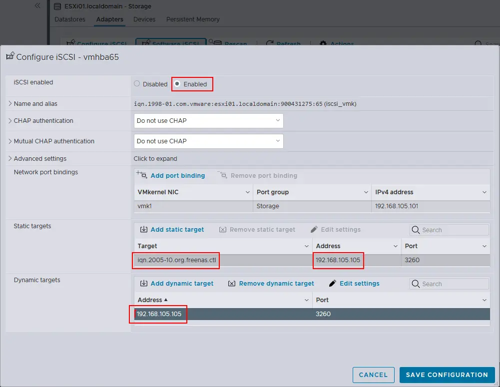 Konfigurieren der iSCSI-Verbindung auf einem ESXi-host